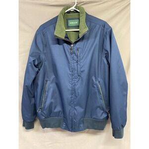 ORVIS Mens Fleece Lined Bomber Jacket Blue Green Size M Full Zip Outerwear
